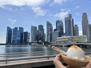 View with Marlion  at Co+Nut+Ink - Esplanade in Central Singapore