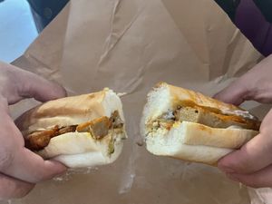 Fried chicken sandwich   at The BE-Hive in Nashville