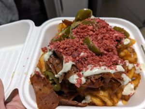 Jalapeno popper waffle fries at The BE-Hive in Nashville