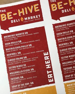 Menu options at The BE-Hive in Nashville