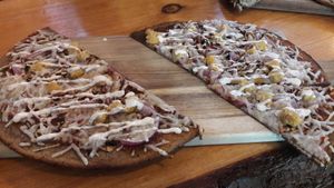 Pizza at Vegan Cave Tanoor Pizza in Vancouver