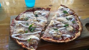 Esposito at Vegan Cave Tanoor Pizza in Vancouver