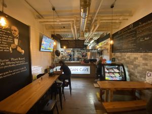 sweet peeps!!! at Vegan Cave Tanoor Pizza in Vancouver