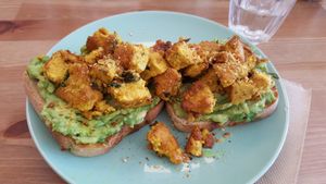 Avo toast with scrambled tofu at Fuzzy Wombat's Kitchen in Port Noarlunga