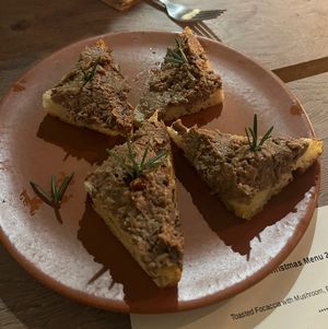 Mushroom brandy walnut pâté   at Rafikis in Ashburton