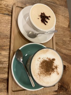 Cappuccino and Chai Latte  at Bohl in Barcelona