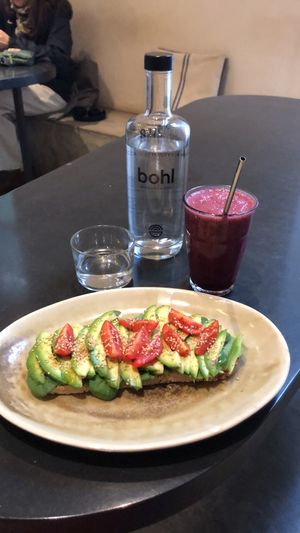 Avocado Toast and Purple Rain Smoothie  at Bohl in Barcelona