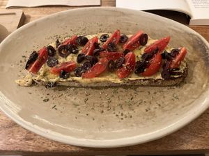 Hummus toast  at Bohl in Barcelona