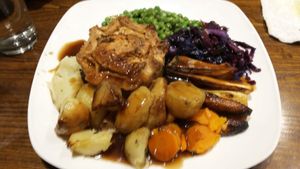 Roast mushroom and ale pie with vegetables at Britannia Inn in Sunderland