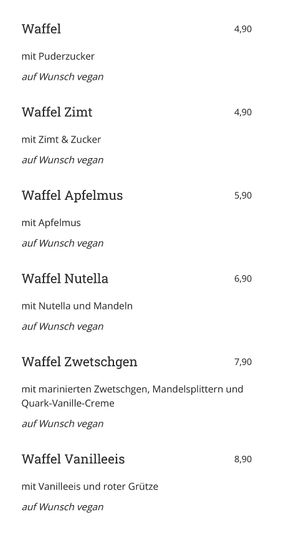 Waffeln, alle auf Wunsch vegan  at Hermann in Freiburg