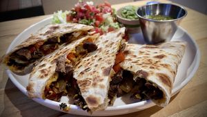 Fully loaded quesadilla.   at Veggie Grill by Next Level - UCLA Ackerman Union in West Los Angeles