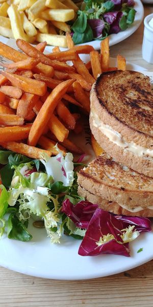 New York Reuben with sweet potato fries at Cafe Thrive in Bournemouth