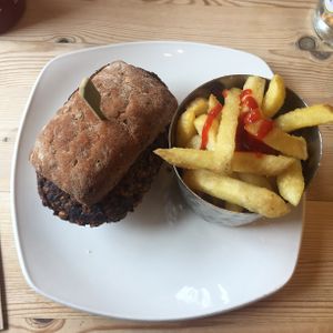 Wholefood gf burger 🍔  at Cafe Thrive in Bournemouth
