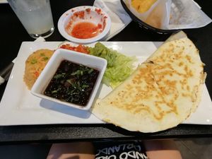 Vegan quesadilla with Beyond meat mince at Pepe's Cantina in Orlando