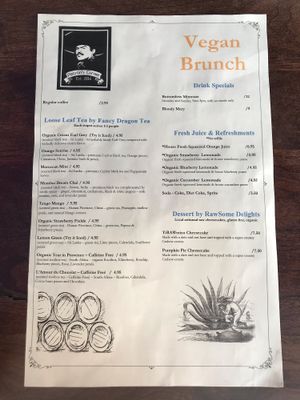 Vegan Brunch menu at Patron's Corner in San Diego