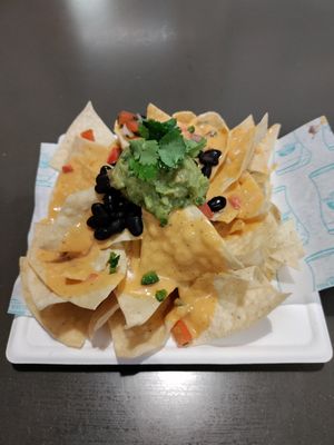 Vegan nachos (chipotle aioli given after) at Golden Road Brewing - DTLA in Los Angeles