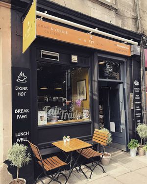 Outside at Hummus in Edinburgh