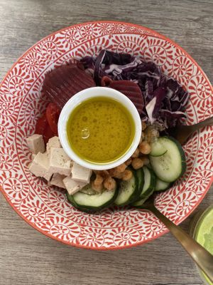 Miso bowl before mixing dressing in  at Rosalía in Florence