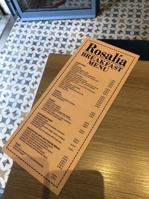 menu at Rosalía in Florence
