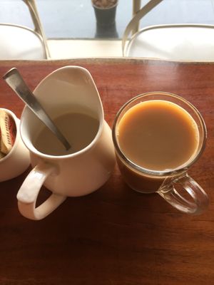 Coffee with warm soy milk at Kokum Bistro in Jaipur