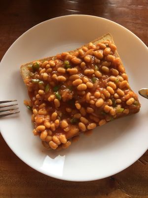 Beans on toast at Kokum Bistro in Jaipur