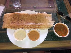 Masala Vegan Dosa with complimentary sauces! at Kokum Bistro in Jaipur