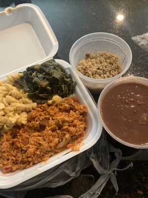 Soul food platter   at Vegan Friendly Foods in Baton Rouge