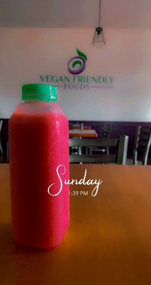 Went there today for the first time and LOVED this strawberry juice   at Vegan Friendly Foods in Baton Rouge