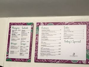 Menu at Vegan Friendly Foods in Baton Rouge