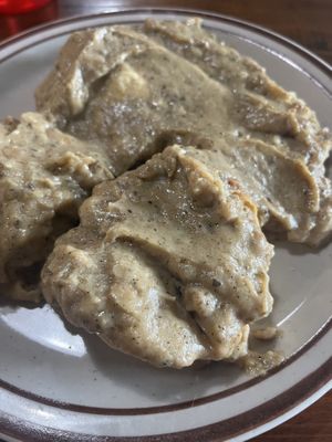 Biscuits and gravy   at Railroad Bill's Dining Car in Des Moines