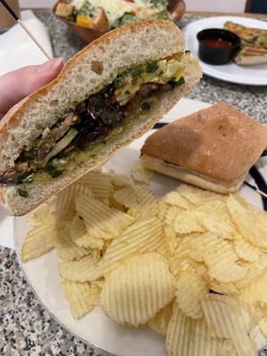 Vegan Garden Sandwich with chips  at Sitwell's in Cincinnati