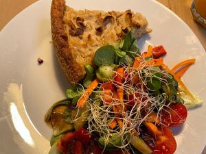 Quiche with salad   at Cafe Madrigal in Valencia
