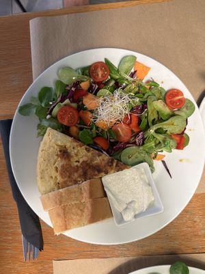 Spanish tortilla vegan style  at Cafe Madrigal in Valencia