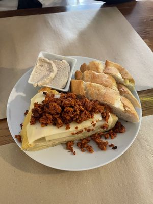 tortilla with chorizo topping (6.5€)  at Cafe Madrigal in Valencia