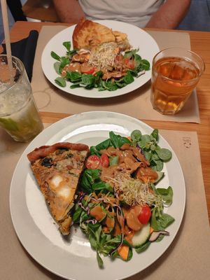 Onion and spinach Quieche at Cafe Madrigal in Valencia