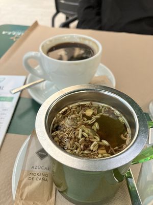 Coffee and herbal tea at Cafe Madrigal in Valencia