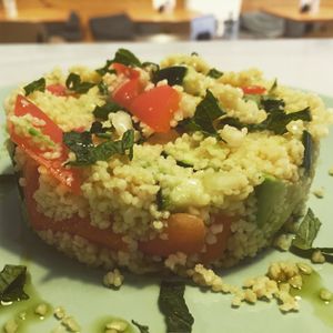 Couscous with vegetables and orangedressing at Cafe Madrigal in Valencia