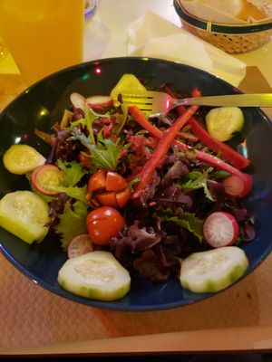 Fresh salad made by order at Cafe Madrigal in Valencia