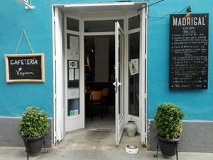 Entrance, seen from the terrace at Cafe Madrigal in Valencia