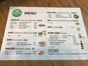 menu at Banh Mi in Vienna