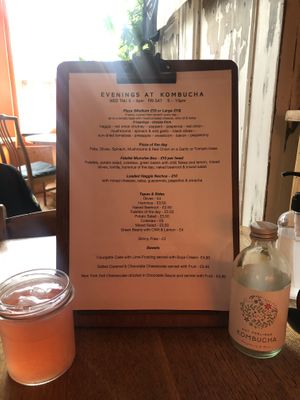 Tonight’s menu  at Cafe Kombucha in Elgin