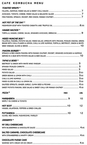 Tue through to Saturday day  at Cafe Kombucha in Elgin