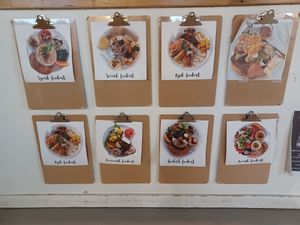 Breakfast options at Jorden ar bla som en apelsin in Uppsala