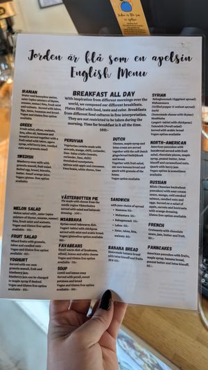 Food menu September 2024 (English version) at Jorden ar bla som en apelsin in Uppsala