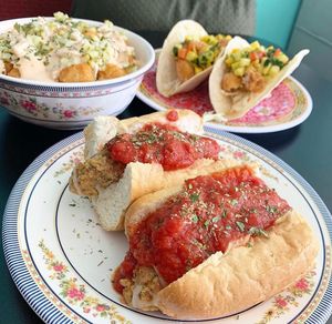 tickles ~ chkn parm ~ fishless tacos 🤩 at Hang Space in Richmond