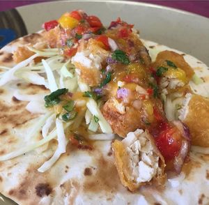 Fishless Taco - Crispy fishless Fillet, salsa and slaw.  at Hang Space in Richmond