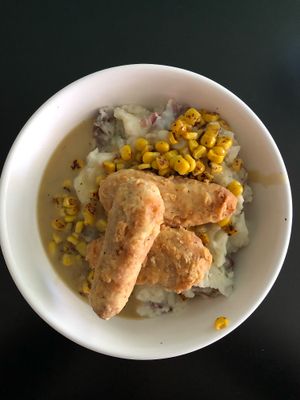 Chicken gravy and mashed potatoes  at Hang Space in Richmond