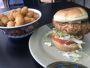 Huge chicken sandwich  at Hang Space in Richmond