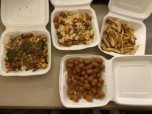 Thai fries, Tickles, plain fries and plain tots  at Hang Space in Richmond
