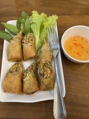 Deep fried vegetarian spring rolls 50 Thb Yummy!  at L'Orangerie in Bangkok